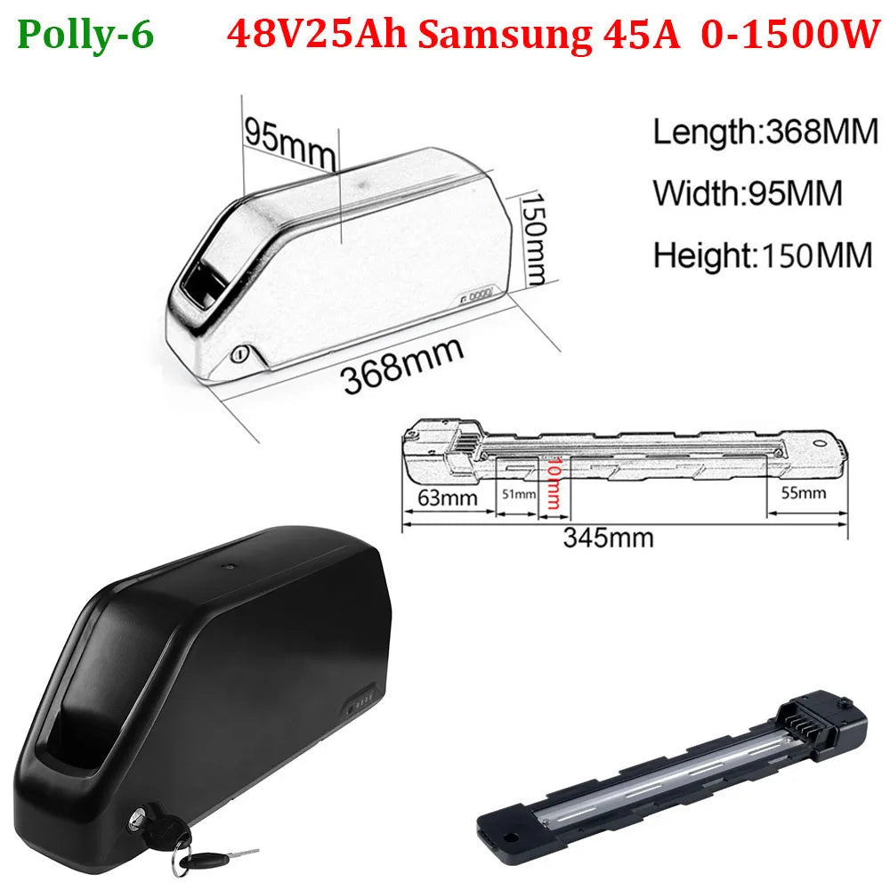 21700 Ebike Battery 52V 48V 24Ah Downbtube Polly Lithium Battery Pack For 350W 500W 750W 1000W 1500W Motor Electric Bike Kits