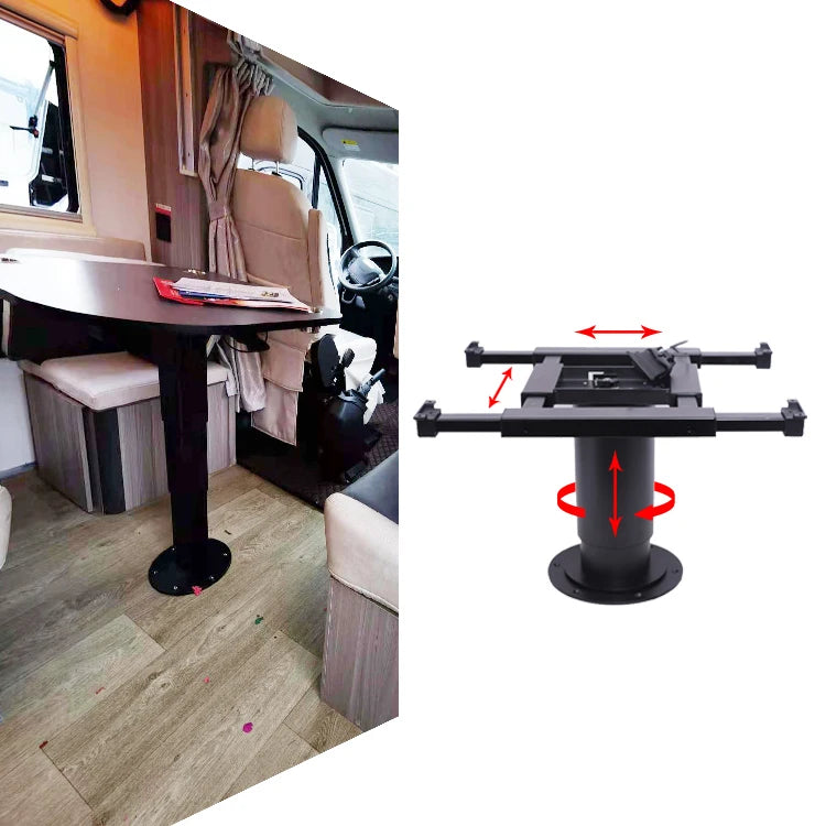 HWHongRV Interior Pneumatic Gas Lifting Table Height Adjustable Pedestal Camping Base Support for Boat Marine Caravan RV