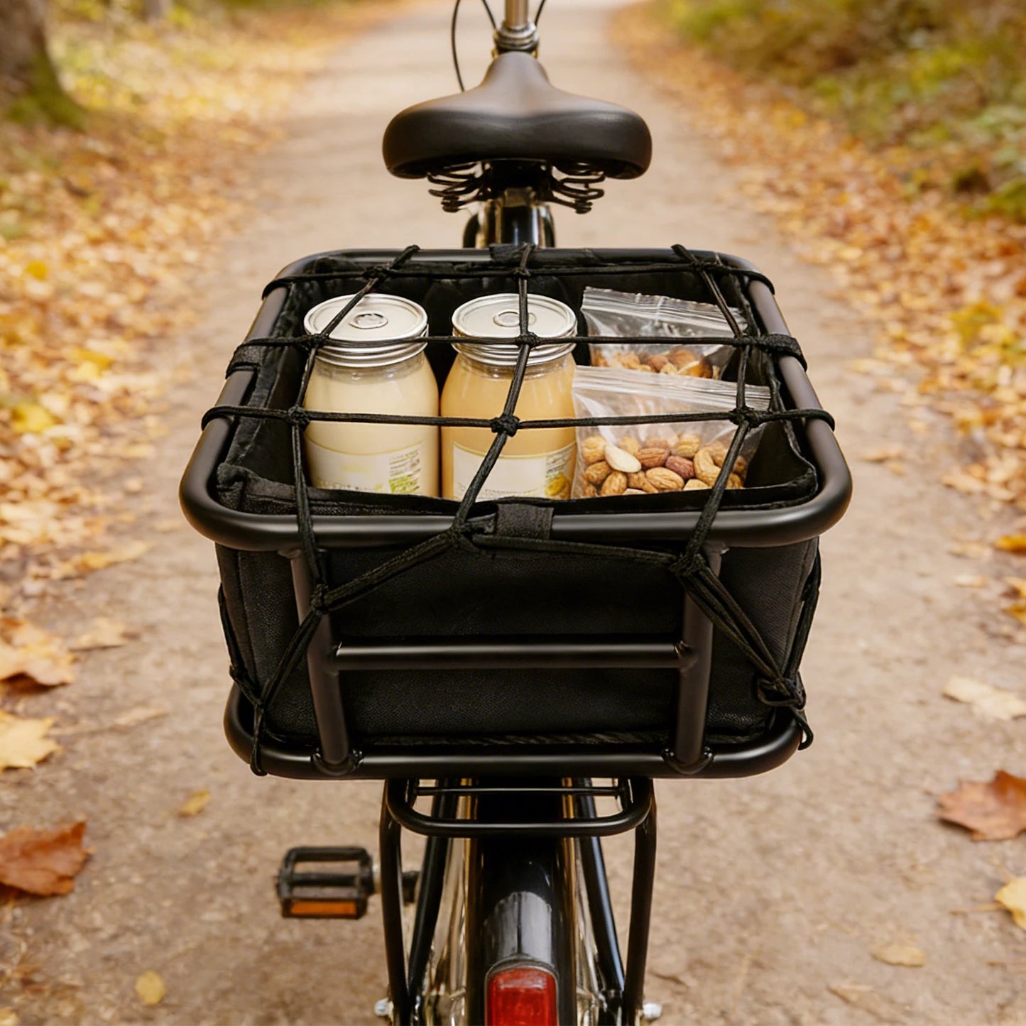Sturdy Welded Bicycle Rear Rack Basket, Anti-Rust Wear Resistant Storage Basket With Cable Ties For Outdoor Riding