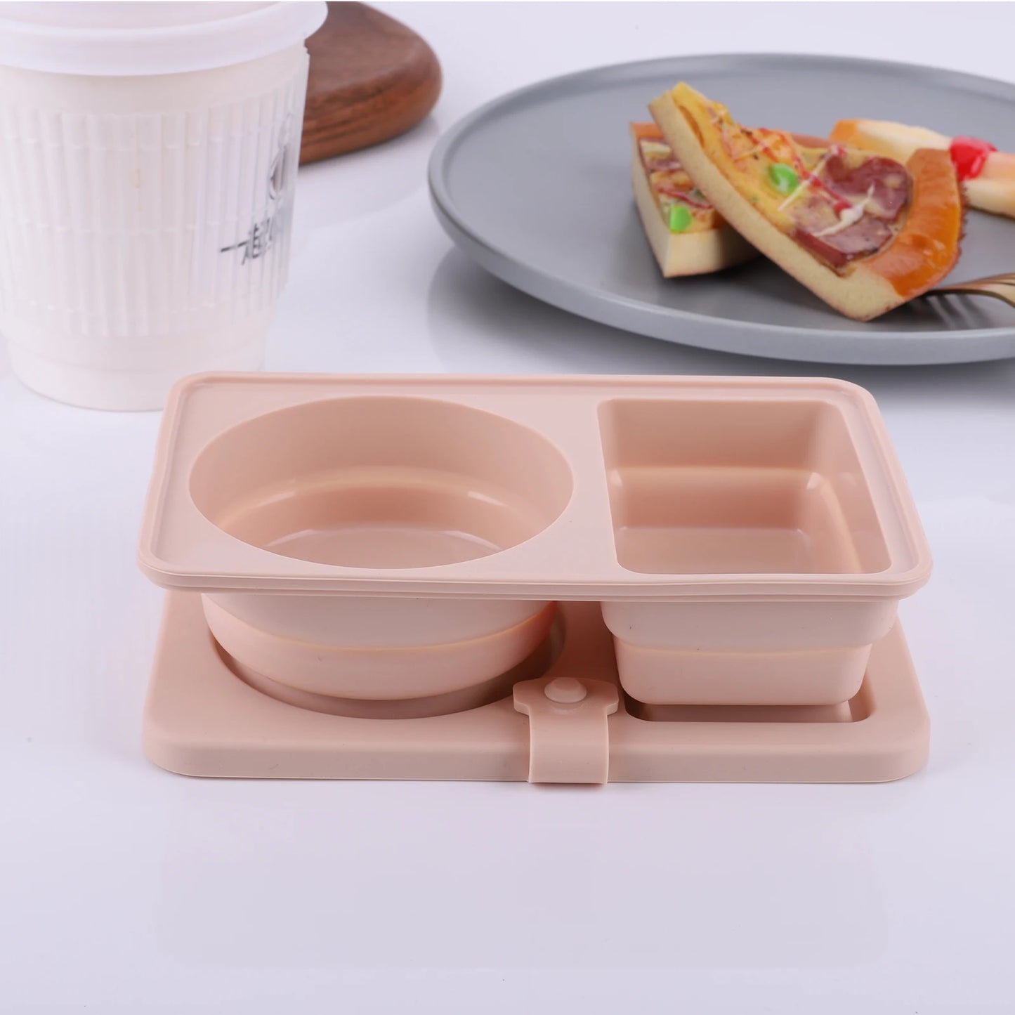 VAKINDFood 3 Piece Silicone Snack Containers With 2 Compartments
