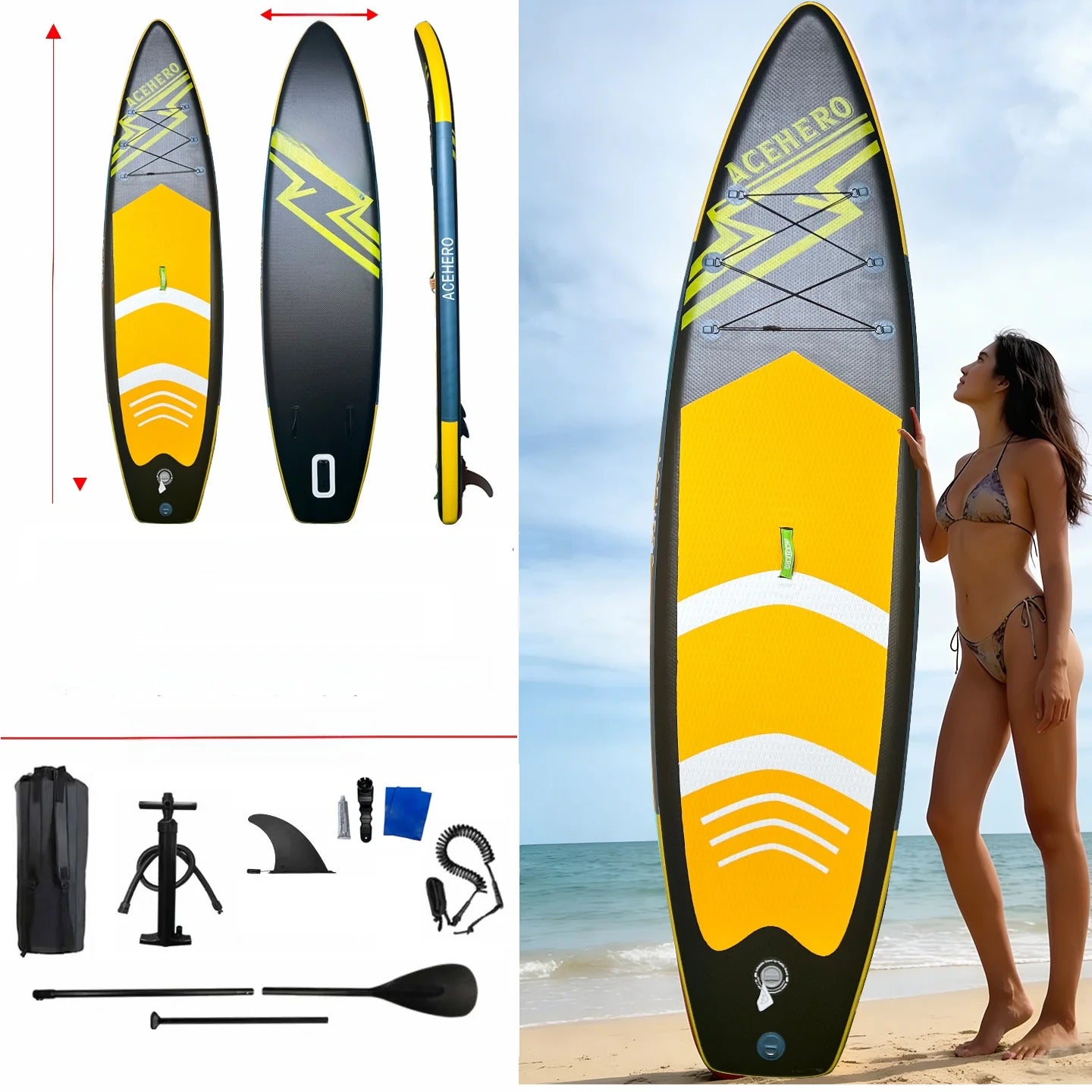 Thickened Double-layer Stand-up Paddle Board Inflatable Surfing Board Stable Outdoor Water Sports Family Camping Travel Gear