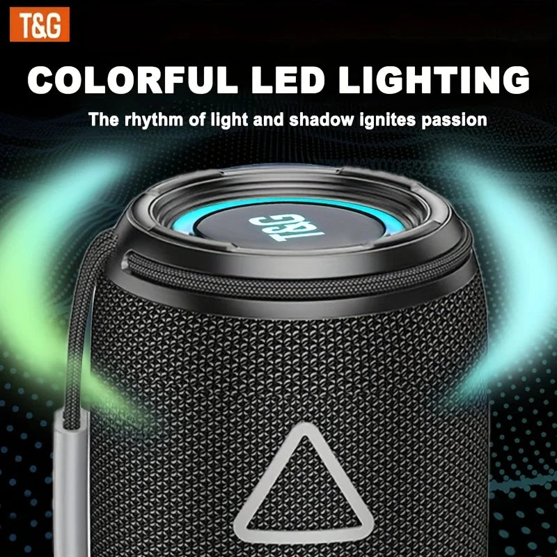TG657 Portable Wireless Outdoor Speaker,16W HD Stereo Sound,Colorful RGB LED Lights,1500mAh Rechargeable Battery,Hands-Free Call,TWS Pairing,Multi-Mode Playback,Waterproof Outdoor Bluetooth Speaker