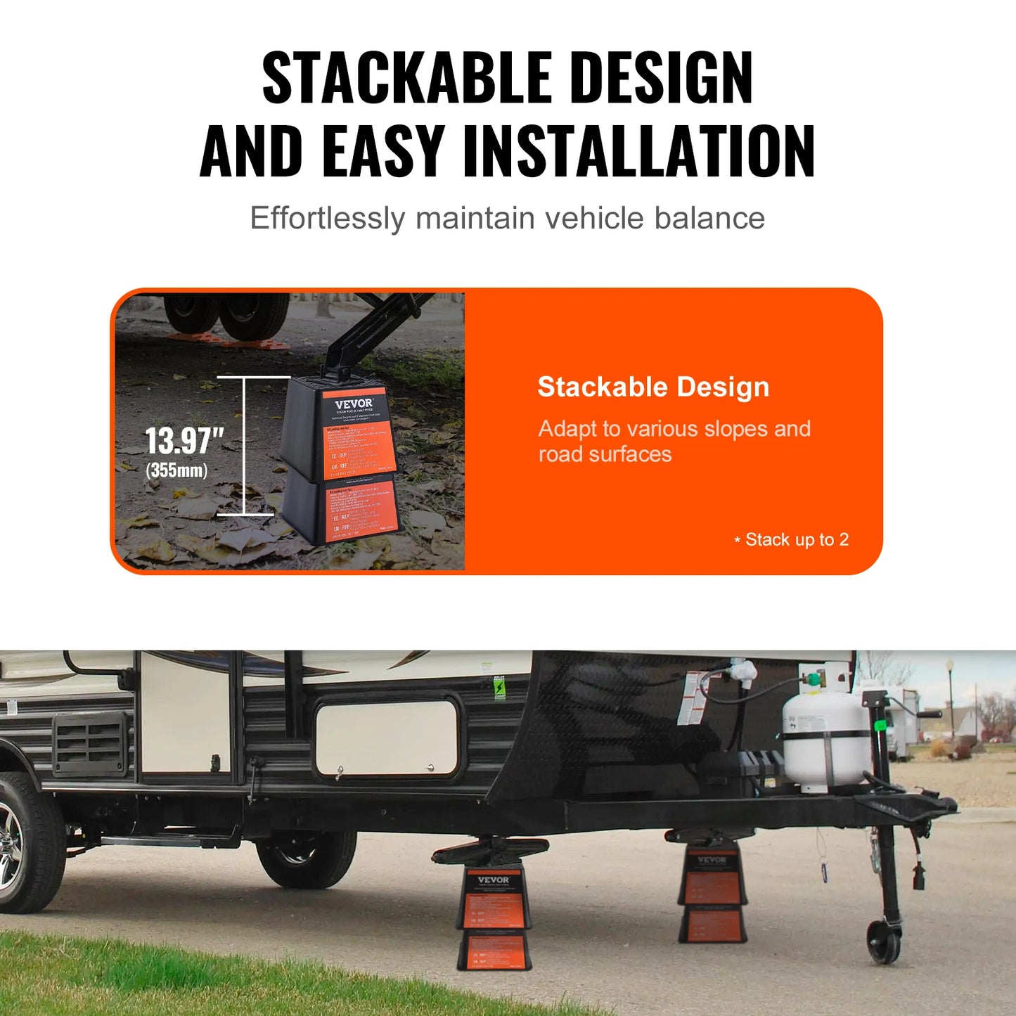 VEVOR Trailer Jack Block 6000 lbs Capacity RV Leveling Block High-quality Polypropylene and Accessories Use for Any Tongue Jack