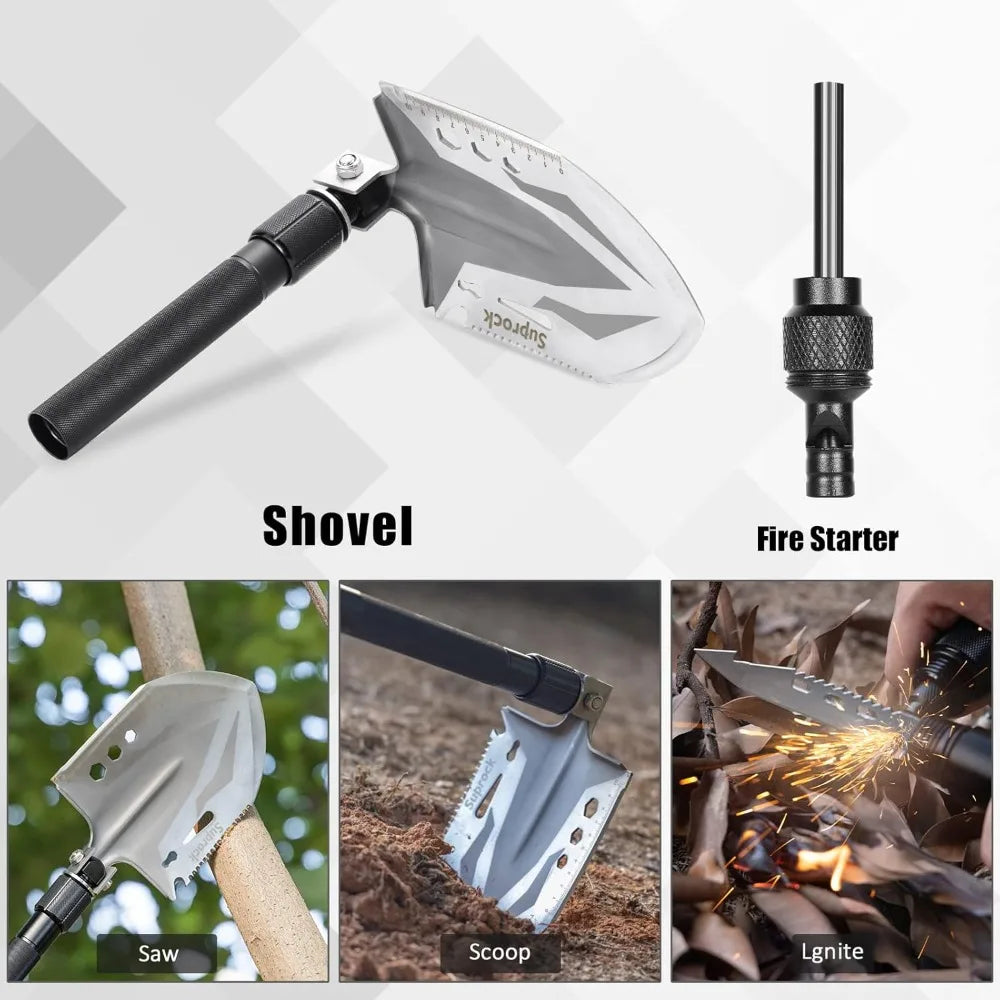 High Carbon Steel Tactical Shovel Axe Folding Entrenching Tool Camping