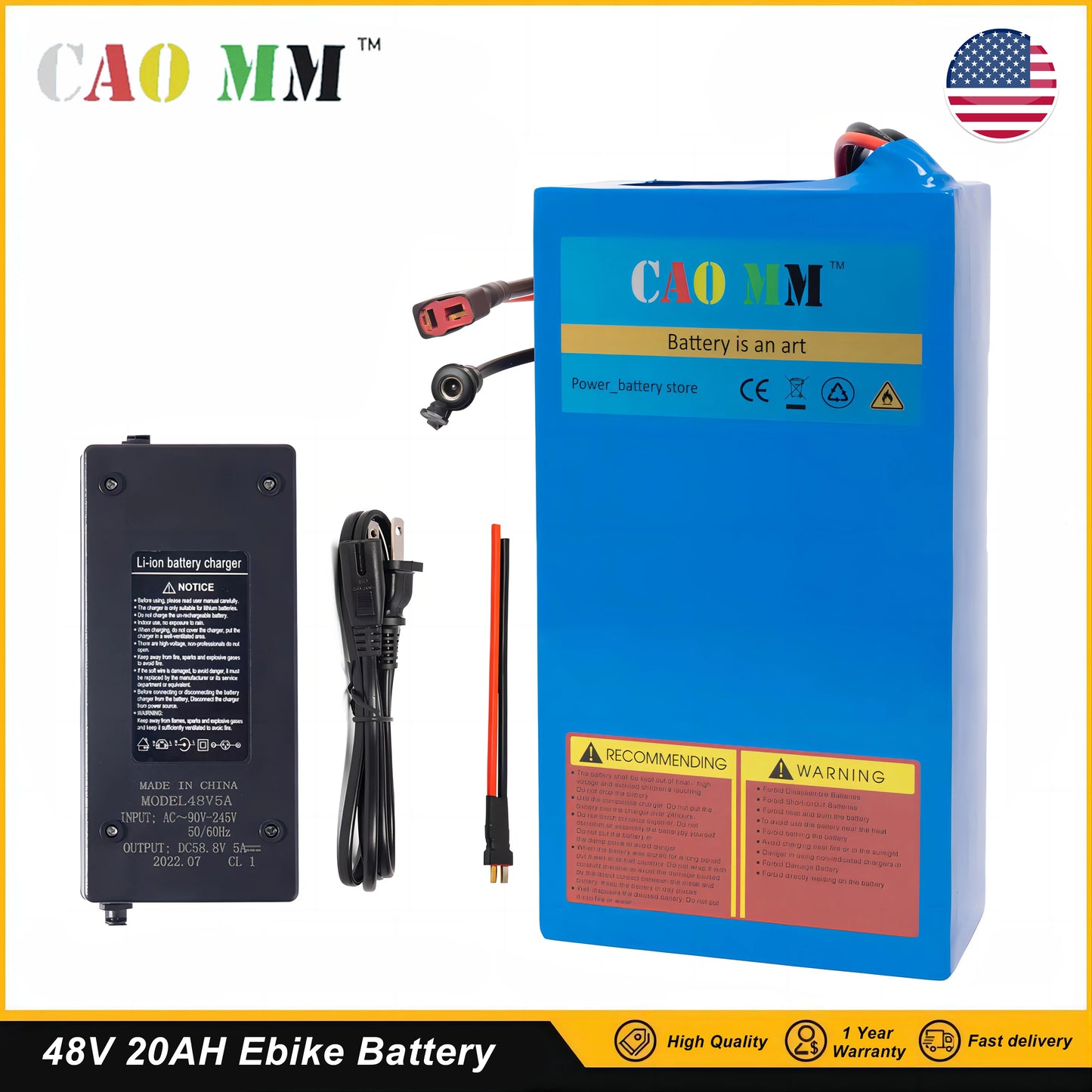 48v Battery, 8Ah/ 10Ah/ 14Ah/ 20Ah/30AH Ebike Battery for 200-2000W Electric Bike Bicycle, Scooter and Other Motor