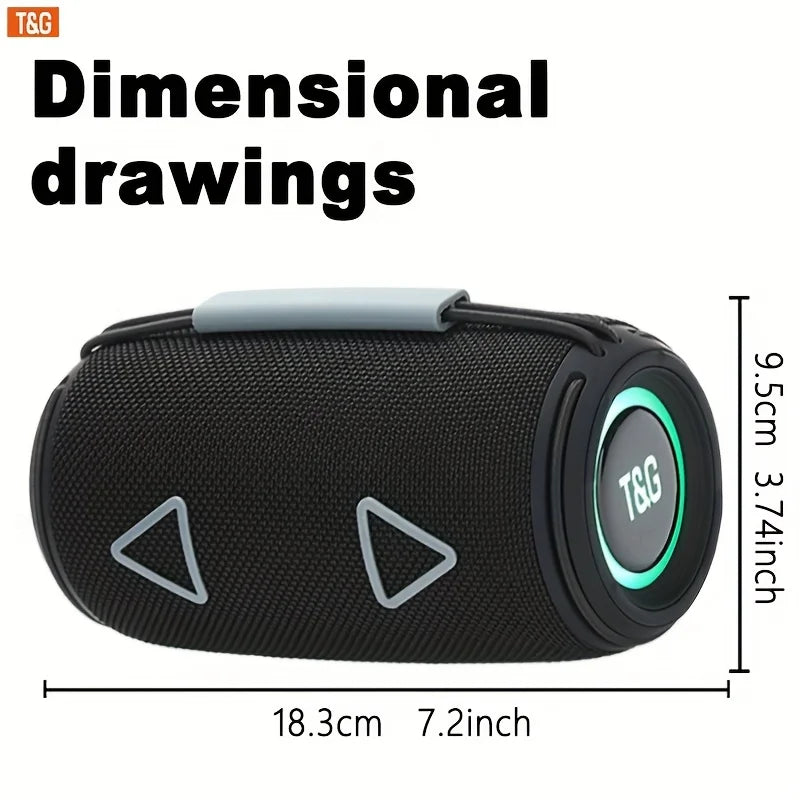TG657 Portable Wireless Outdoor Speaker,16W HD Stereo Sound,Colorful RGB LED Lights,1500mAh Rechargeable Battery,Hands-Free Call,TWS Pairing,Multi-Mode Playback,Waterproof Outdoor Bluetooth Speaker