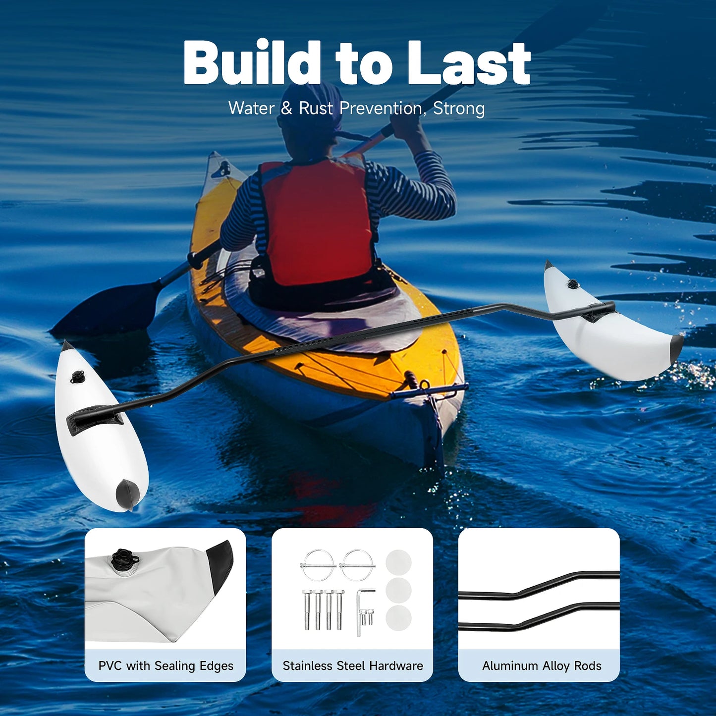 Inflatable Kayak Outriggers Stabilizer Pontoon for Fishing Boat Canoe for Balance Safety Water Sports