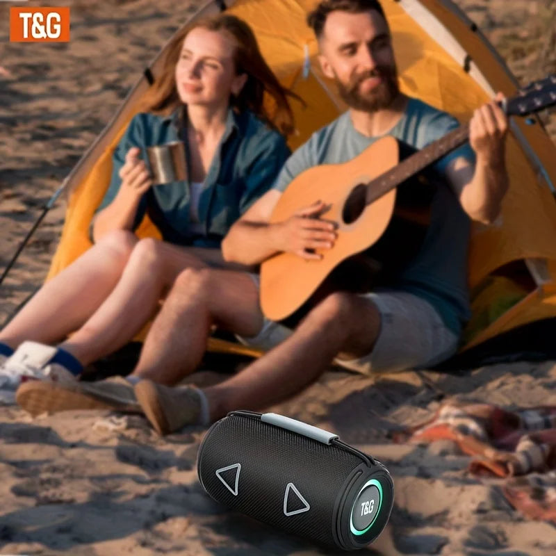 TG657 Portable Wireless Outdoor Speaker,16W HD Stereo Sound,Colorful RGB LED Lights,1500mAh Rechargeable Battery,Hands-Free Call,TWS Pairing,Multi-Mode Playback,Waterproof Outdoor Bluetooth Speaker