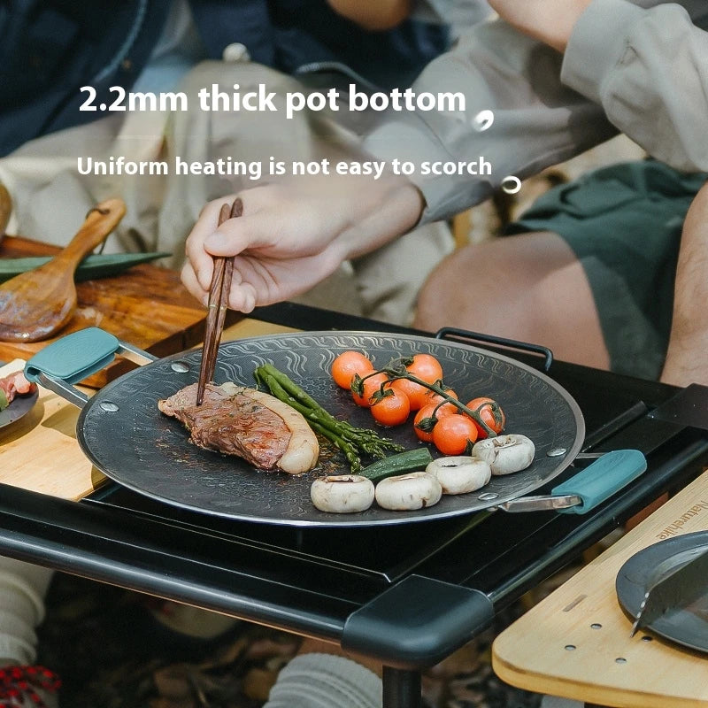 Naturehike Camping Grill Pan Stainless Steel Thick Bottom Honeycomb Plate Design Outdoor Picnic Cookware Grill Pan With Handle