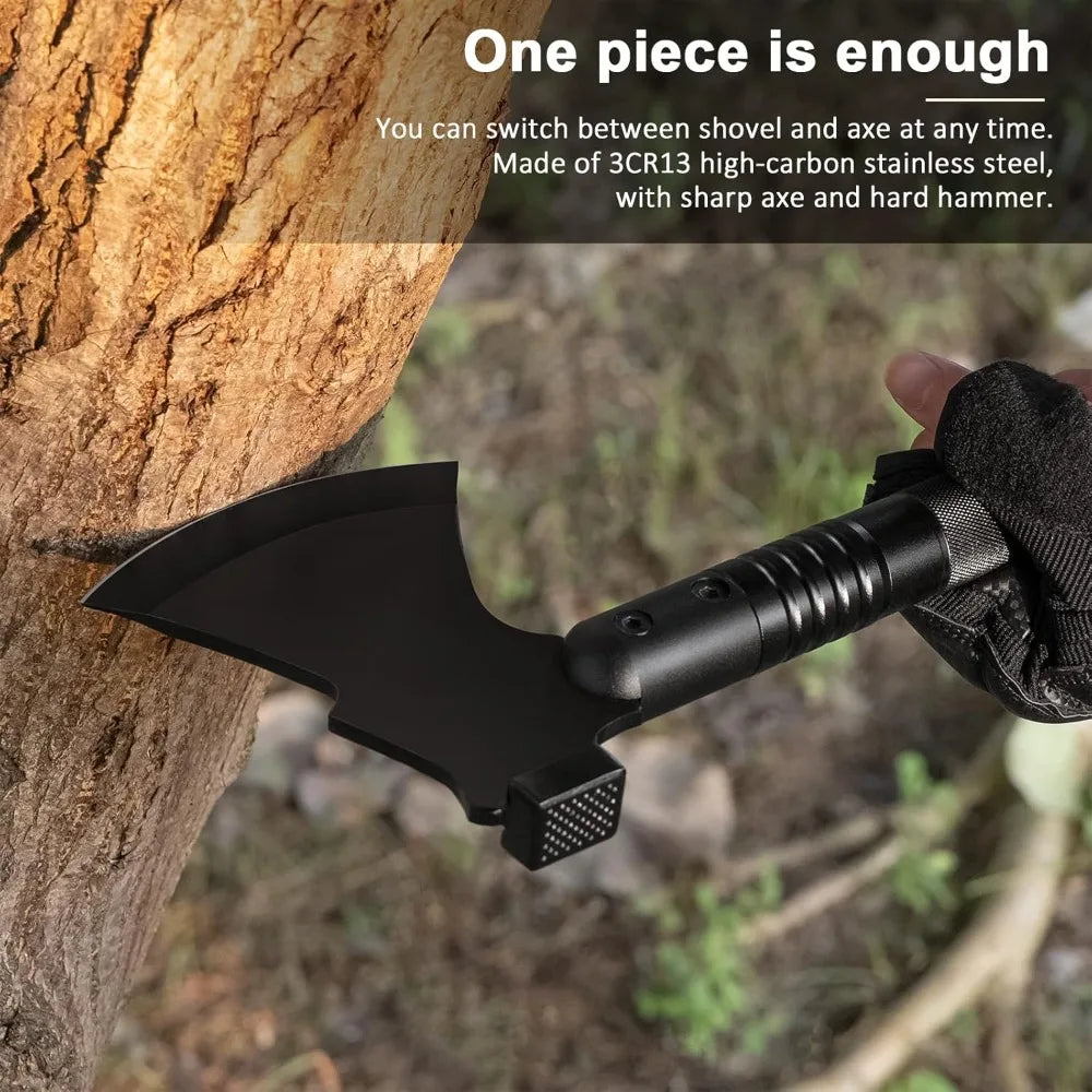 High Carbon Steel Tactical Shovel Axe Folding Entrenching Tool Camping