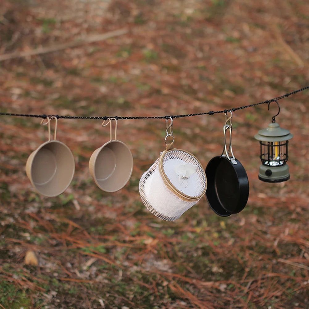 Camping Stretch Clothesline With 12 Clips Portable Travel Laundry Line