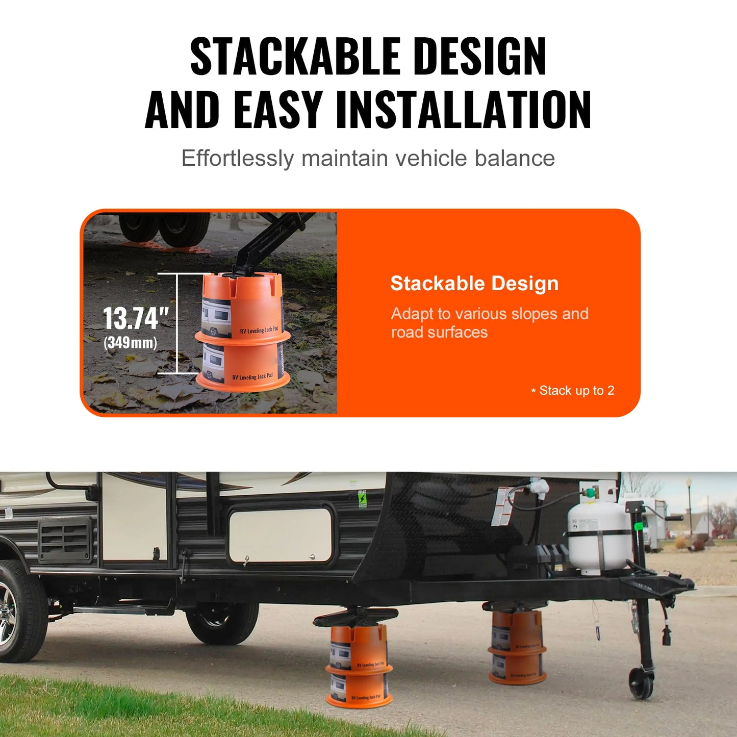 VEVOR Trailer Jack Block 2000lbs Capacity per RV Leveling Block High-quality Polypropylene RV Camper Stabilizer Blocks 2Pack