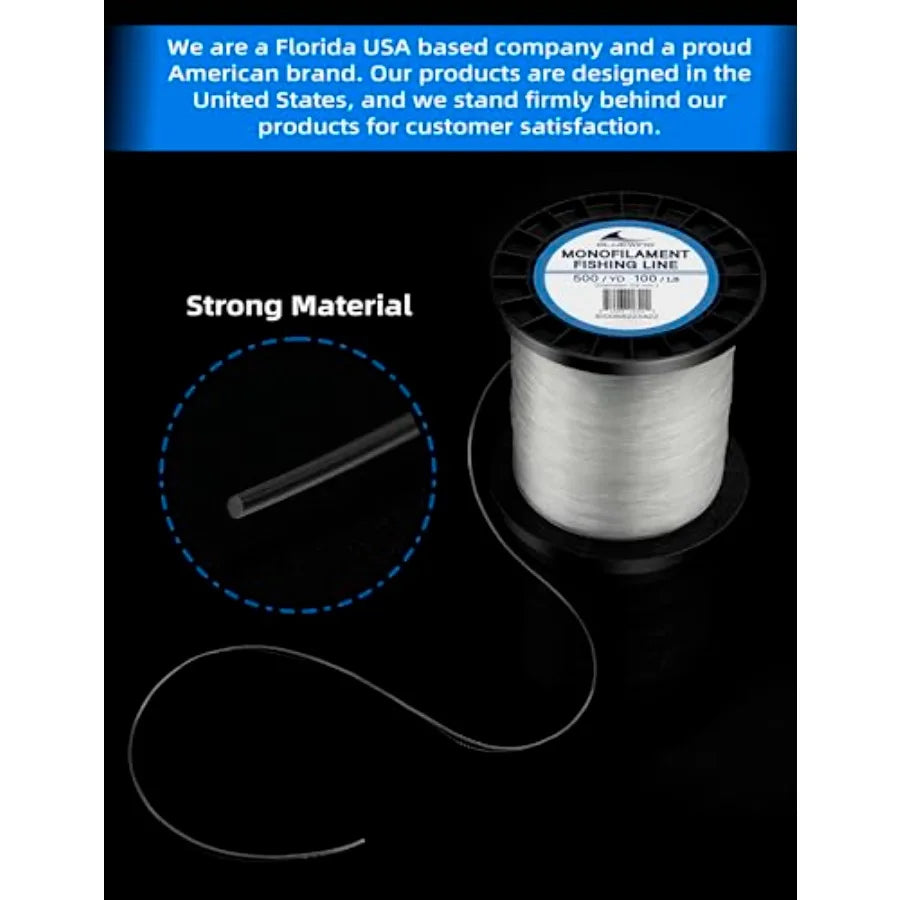 Monofilament Fishing Line Clear Mono Fish Wire Thin Diameter String 6-400 lbs, 50-3000 Yards