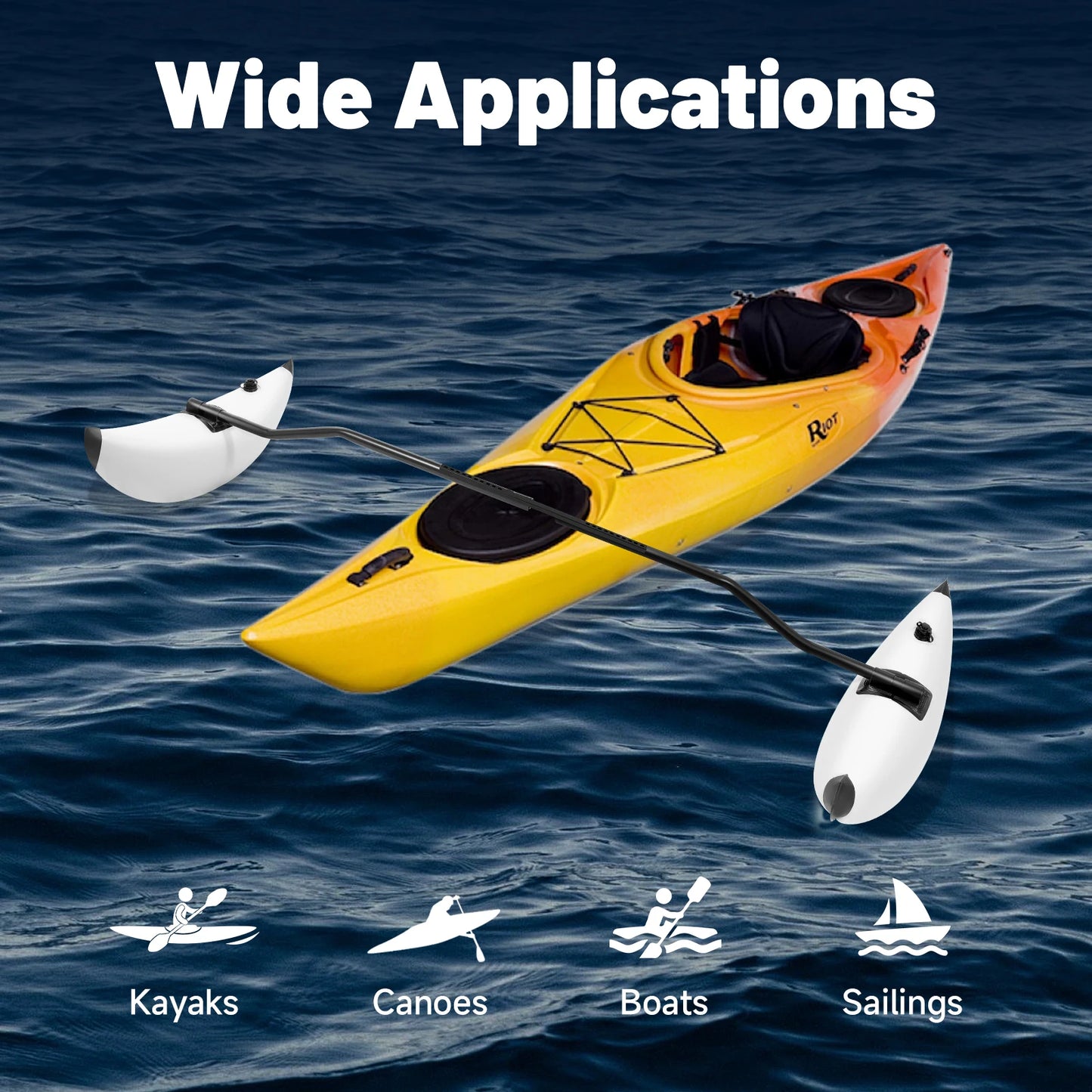 2X PVC Kayak PVC Inflatable Outrigger Float Kayak Canoe Inflatable Outrigger Fishing Boat Stabilizer Lightweight with Sidekick