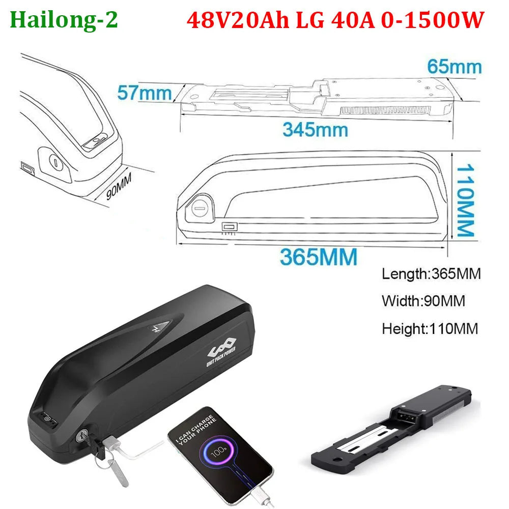21700 Ebike Battery 52V 48V 24Ah Downbtube Polly Lithium Battery Pack For 350W 500W 750W 1000W 1500W Motor Electric Bike Kits