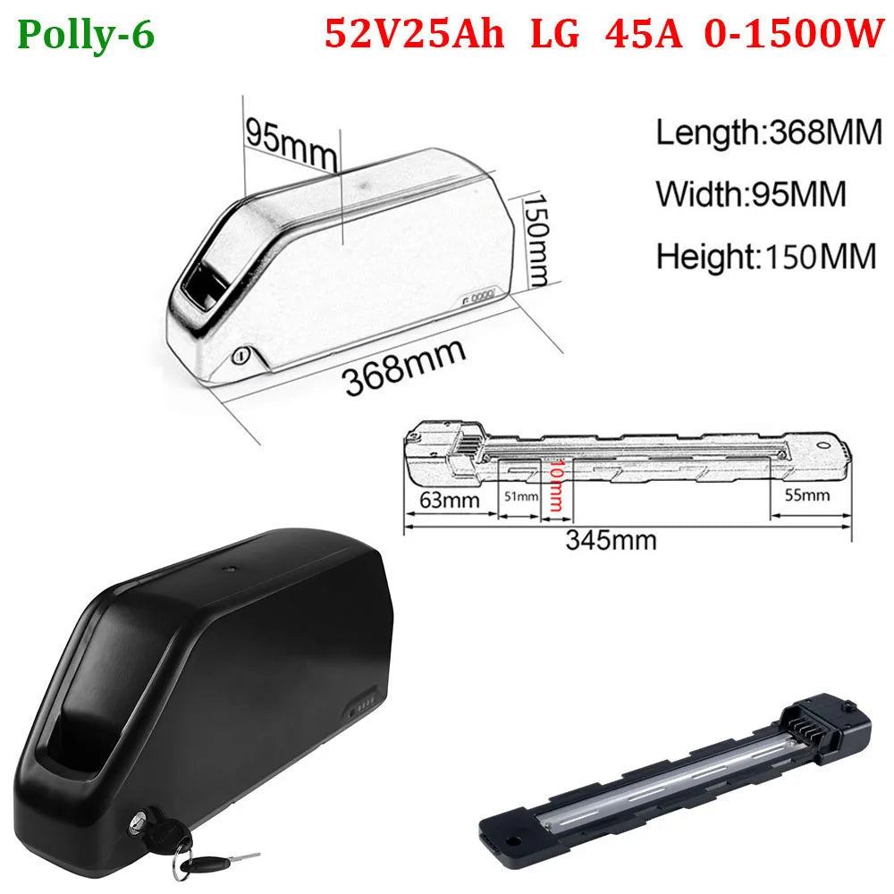 21700 Ebike Battery 52V 48V 24Ah Downbtube Polly Lithium Battery Pack For 350W 500W 750W 1000W 1500W Motor Electric Bike Kits