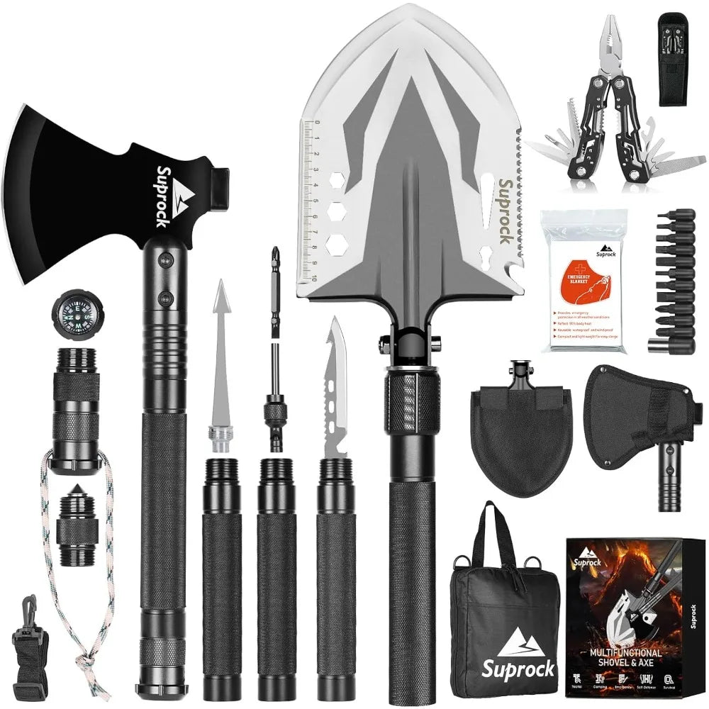 High Carbon Steel Tactical Shovel Axe Folding Entrenching Tool Camping