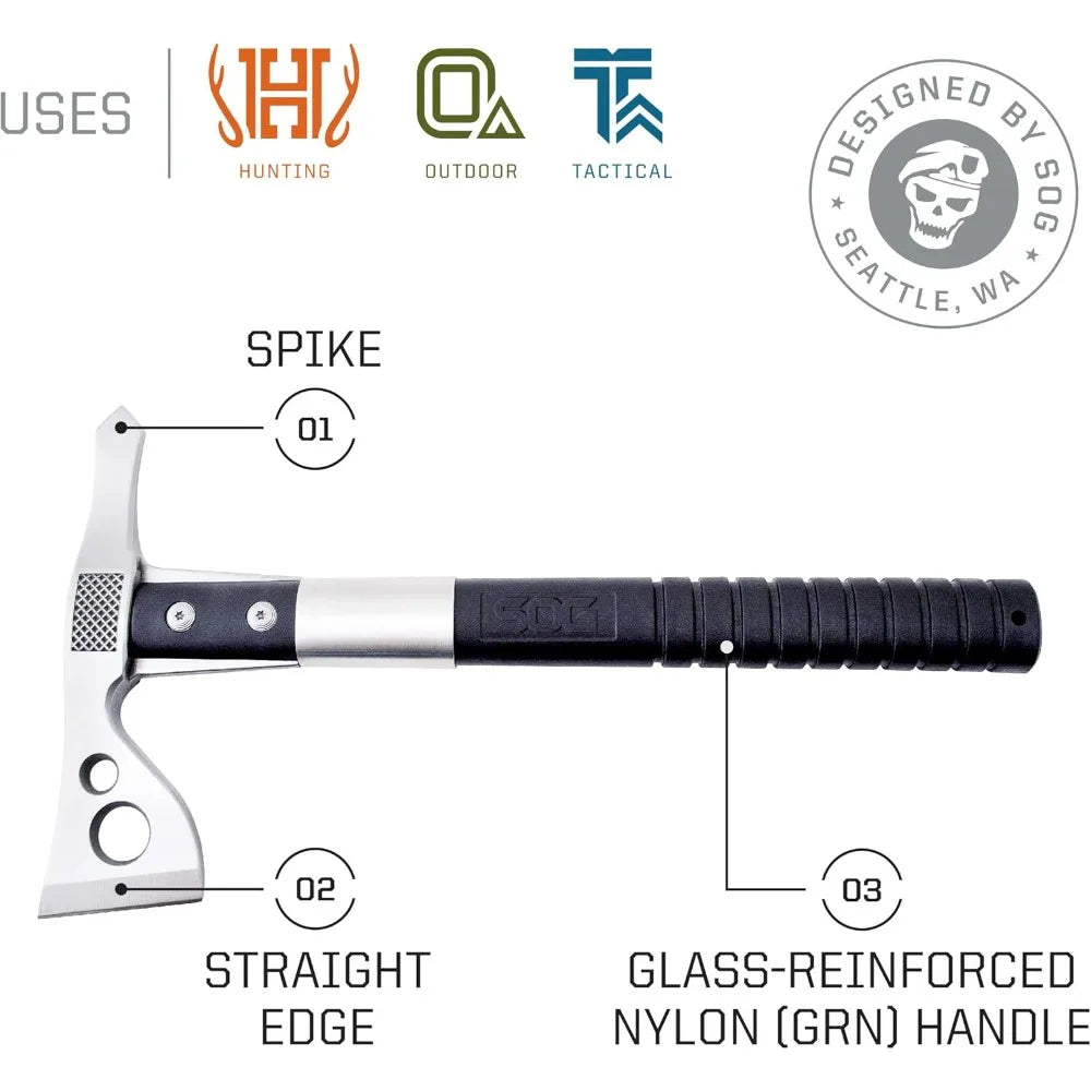 FastHawk Polished Tomahawk Tactical Axe With Sheath For Throwing