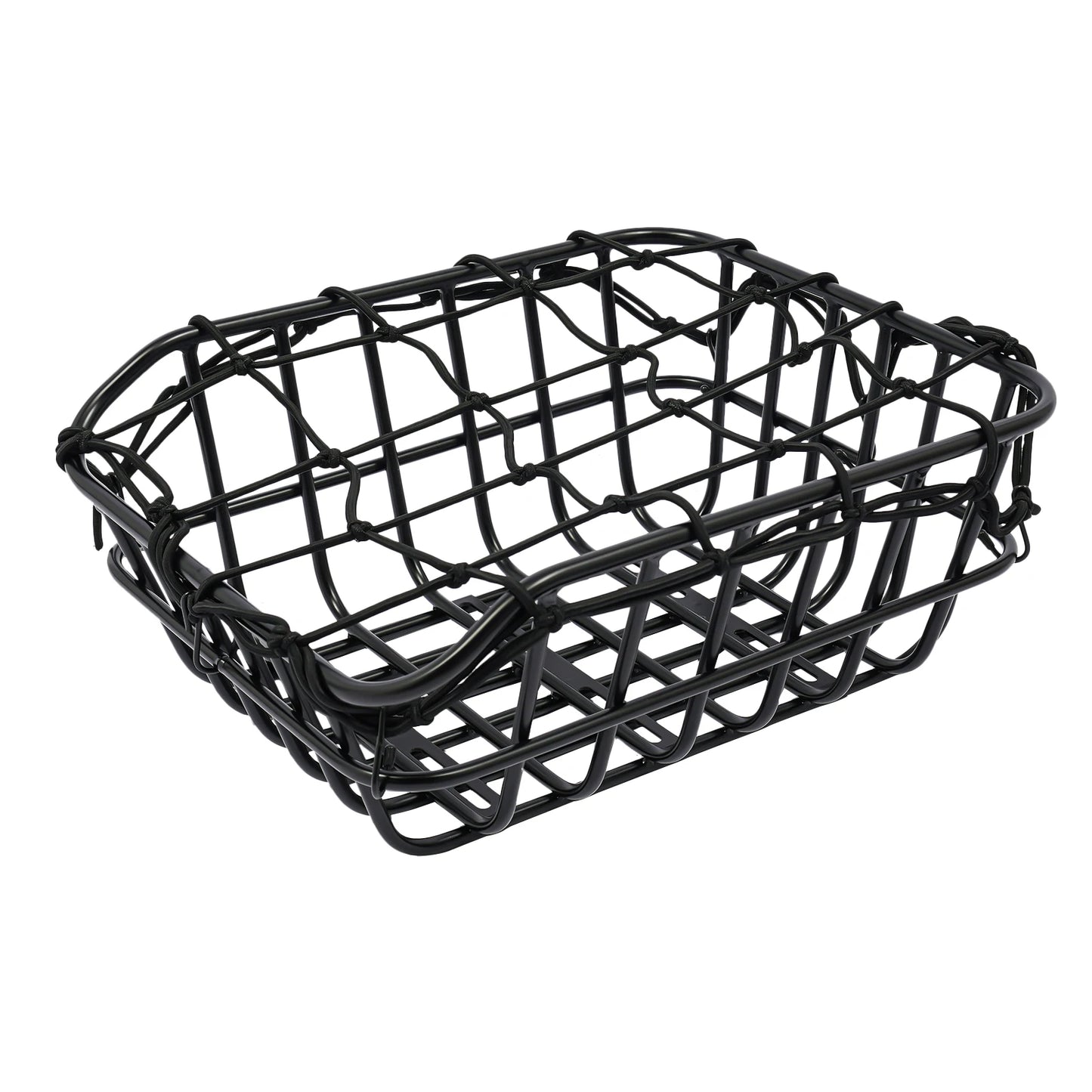 Bicycle Basket, Bike Rear Basket with Luggage Net & Rain Cover, Heavy Duty Iron Mesh 55lbs Load for Commuting Shopping