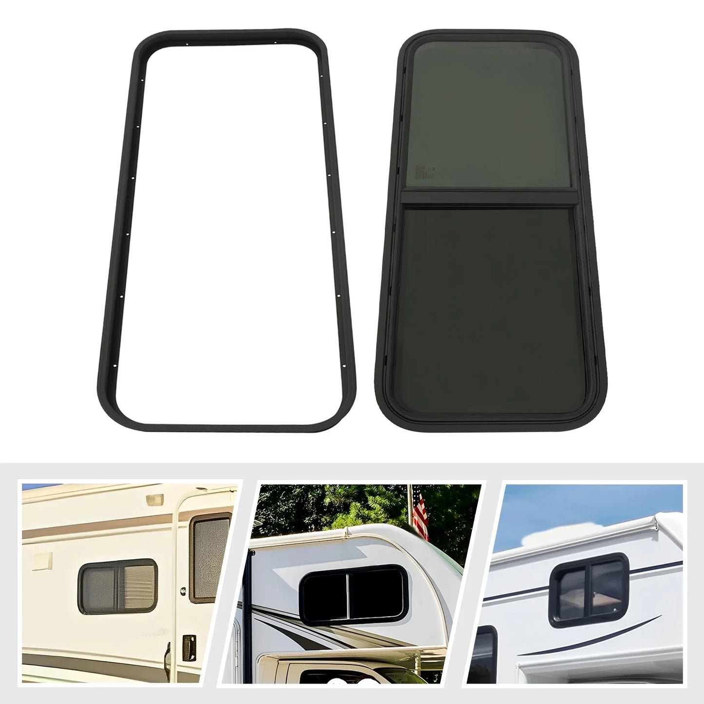 RV Window Teardrop Horizontal Sliding Replacement Glass with Trim RV Replacement Window RV Window with Screen 42" W x 22" H