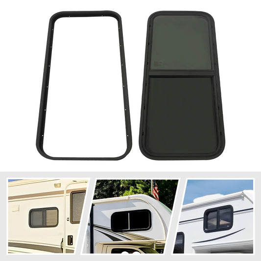 RV Window Teardrop Horizontal Sliding Replacement Glass with Trim RV Replacement Window RV Window with Screen 42" W x 22" H