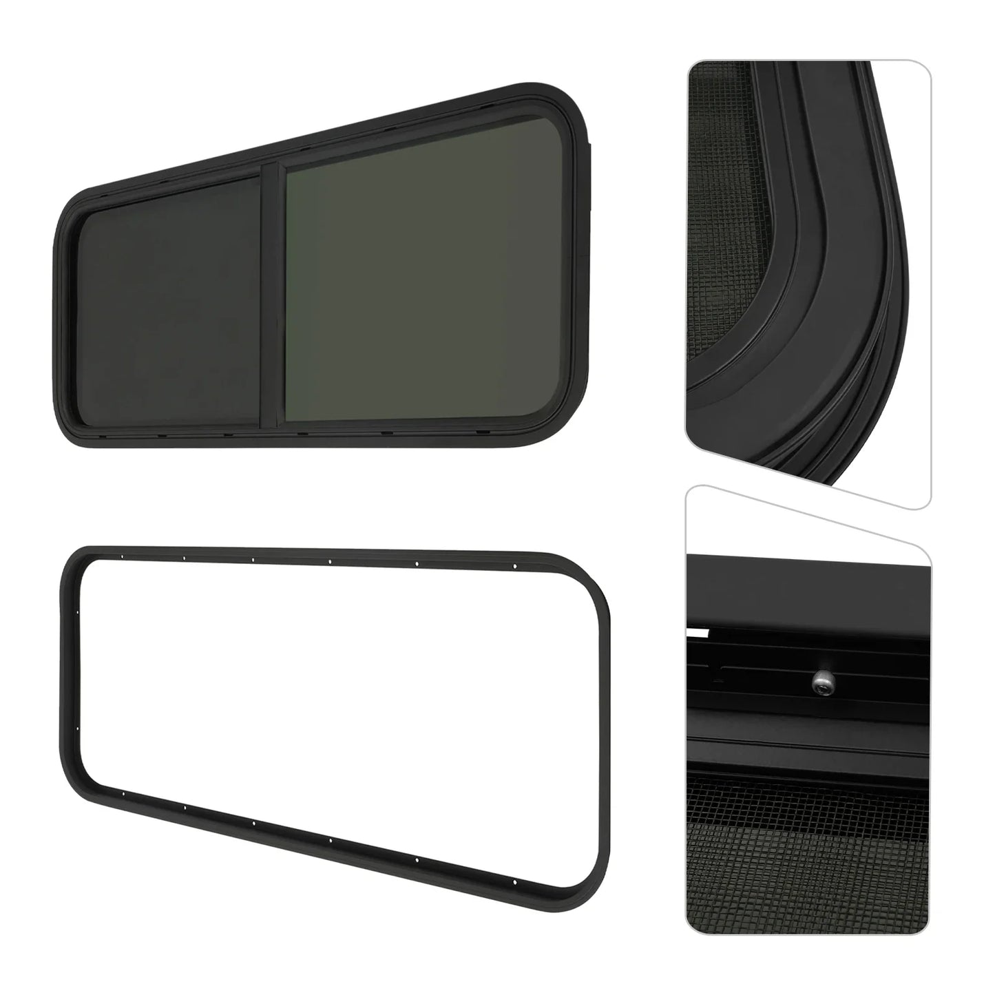 RV Window Teardrop Horizontal Sliding Replacement Glass with Trim RV Replacement Window RV Window with Screen 42" W x 22" H