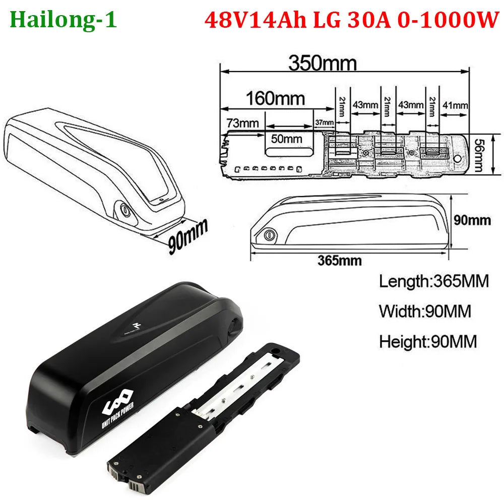 21700 Ebike Battery 52V 48V 24Ah Downbtube Polly Lithium Battery Pack For 350W 500W 750W 1000W 1500W Motor Electric Bike Kits