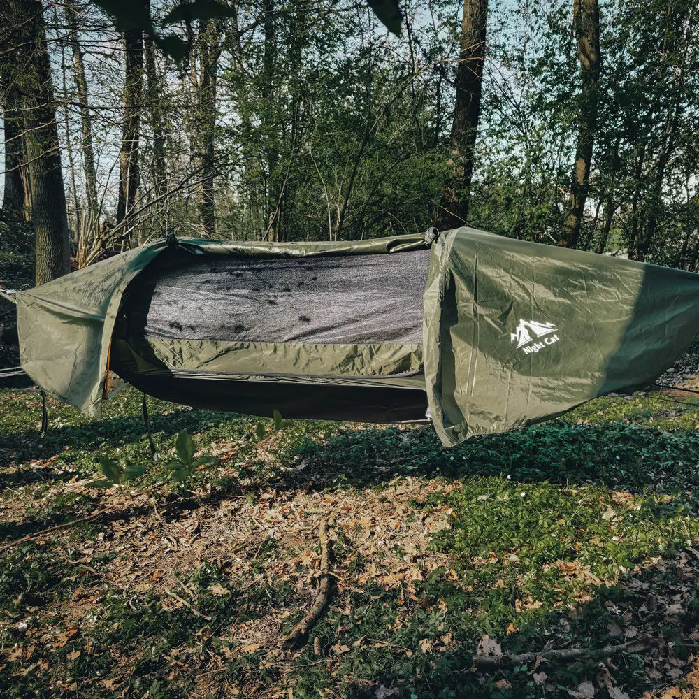 Night Cat Flat Lay Hammock Tent with Mosquito Net Waterproof Rainfly Storage Room