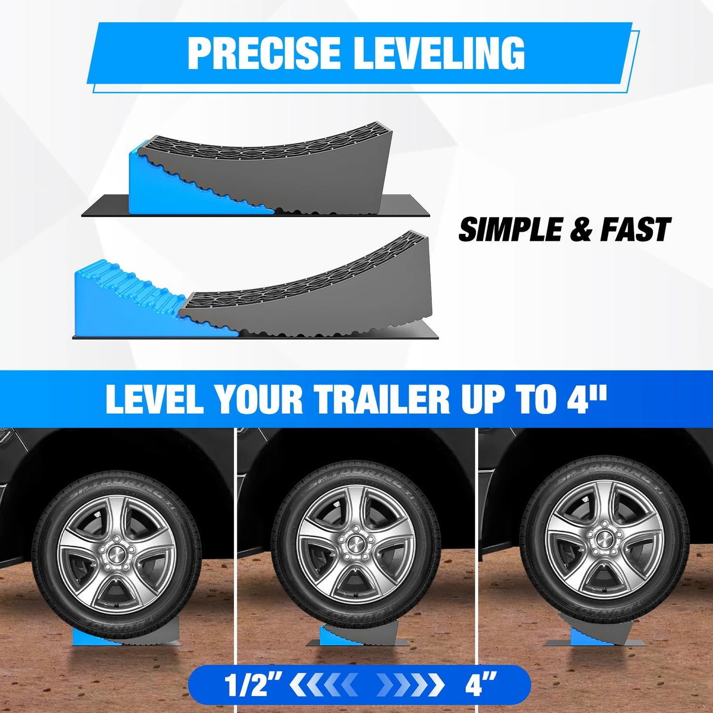 Nilight RV Leveler - 2 Pack Camper Leveling Blocks Ramp Support Dual Axles, Up to 35,000lbs, Fast RV Accessories Leveling System for Travel Trailer, Motorhome